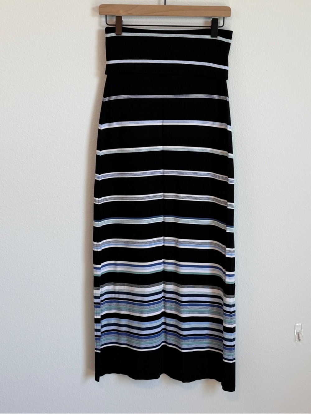 White House Black Market Black Maxi Skirt with White Stripes